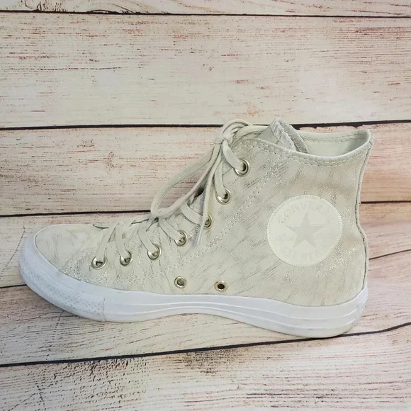 Converse Womens 6.5 Chuck Tayler All Star Suede Buff Buff White Sneakers - Picture 6 of 10